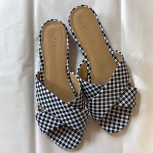 Talbots Blue Sailor Cross Strap Slides Gingham size 8.5